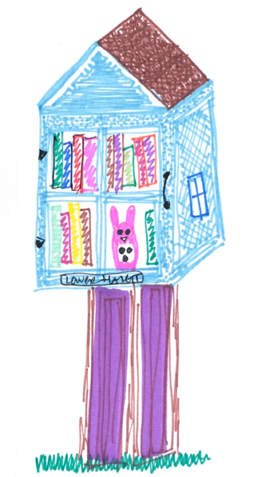 Illustration of a colorful elevated neighborhood house.