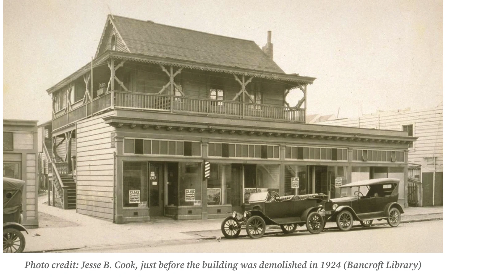 Historic photograph of the Lower Haight-area road house and surrounding street scene.